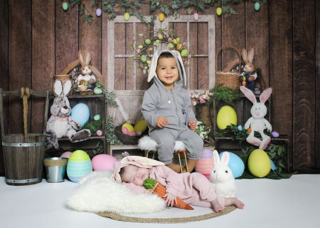 Kate Porte en bois Oeuf Lapin Pâques Toile de fond conçu par Emetselch - Kate Backdrop FR