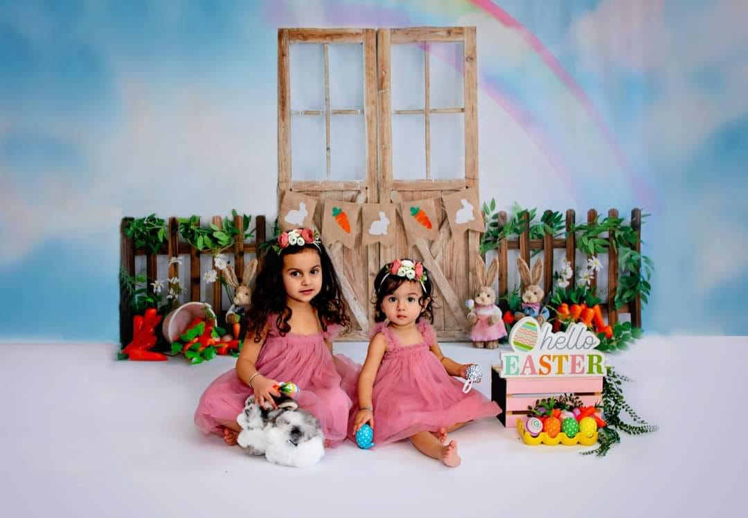 Kate Arc-en-ciel Lapin Pâques Porte Toile de fond pour la photographie - Kate Backdrop FR