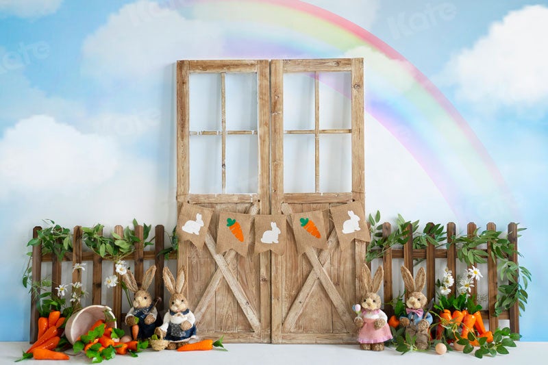 Kate Arc-en-ciel Lapin Pâques Porte Toile de fond pour la photographie - Kate Backdrop FR