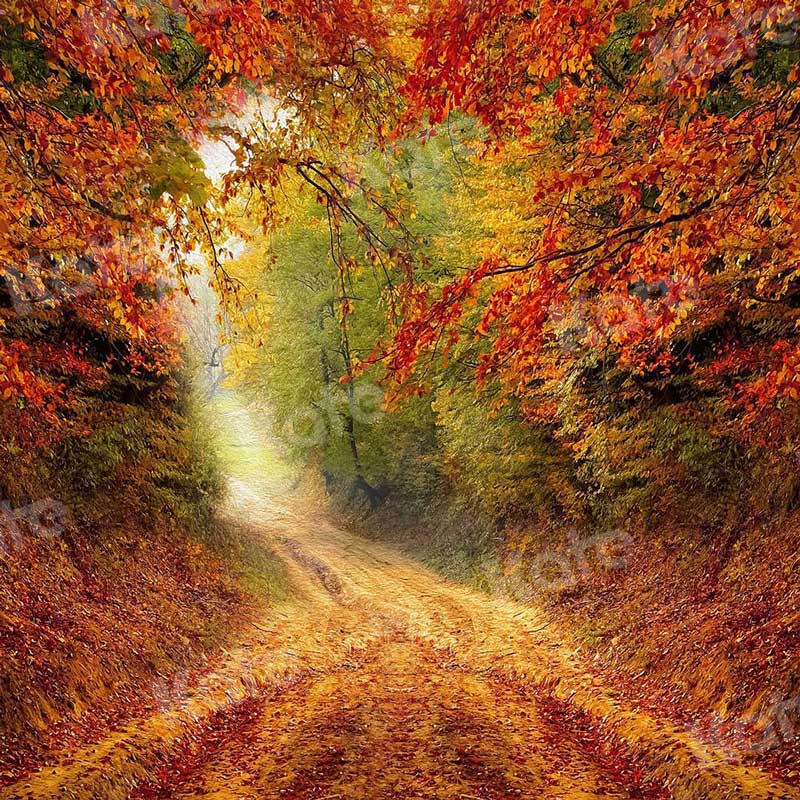 Kate Feuille d'érable Route de Campagne Automne Toile de fond pour la photographie - Kate Backdrop FR