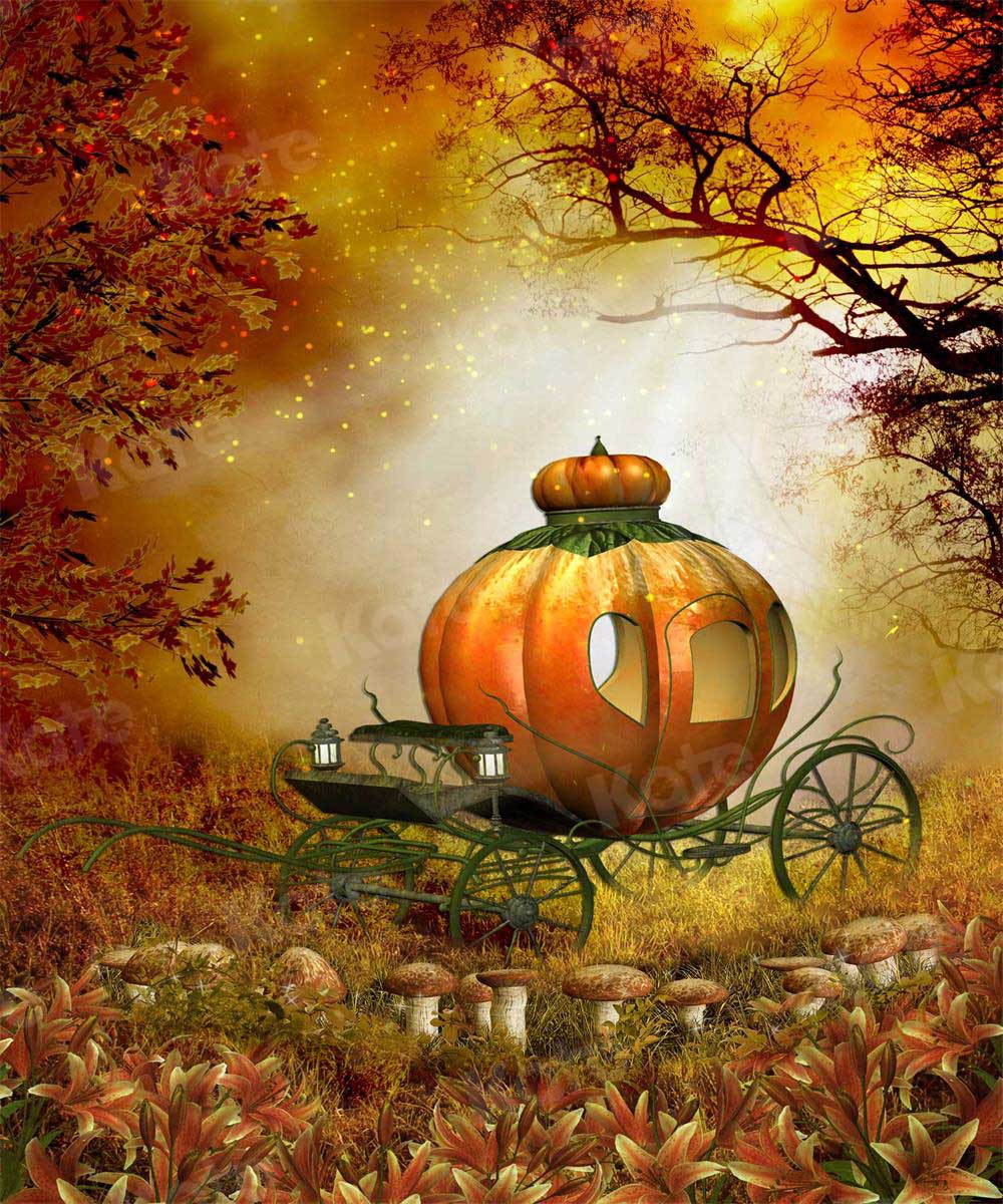 Kate Automne Forêt Chariot de citrouille Toile de fond pour la photographie - Kate Backdrop FR
