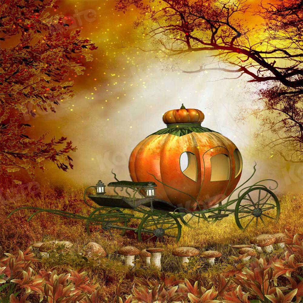Kate Automne Forêt Chariot de citrouille Toile de fond pour la photographie - Kate Backdrop FR