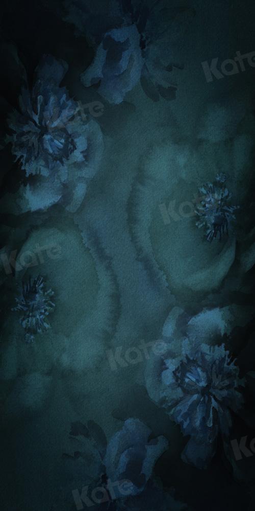 Kate toile de fond bleu-vert fleur d'art conçue par GQ - Kate Backdrop FR