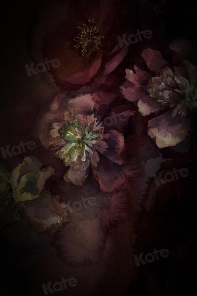 Kate Rose foncé Fleurs Beaux-arts Toile de fond conçue par GQ - Kate Backdrop FR