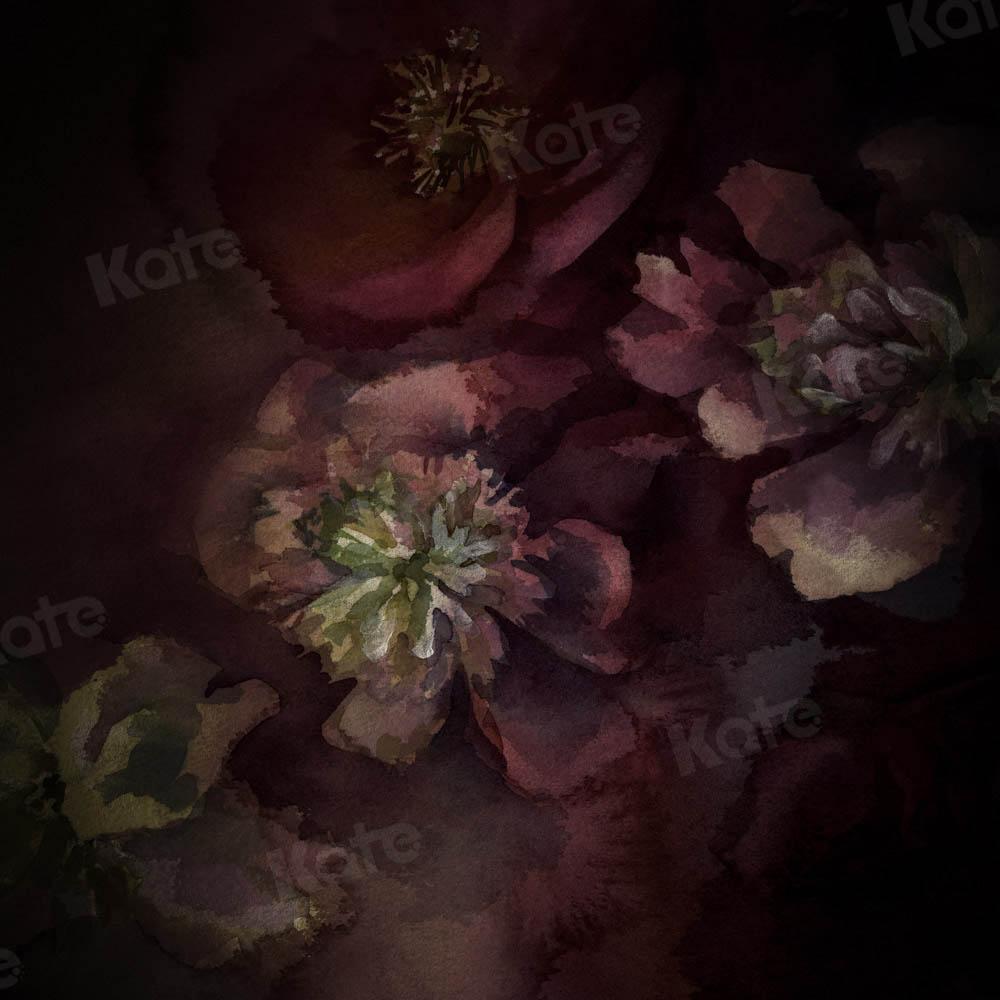 Kate Rose foncé Fleurs Beaux-arts Toile de fond conçue par GQ - Kate Backdrop FR