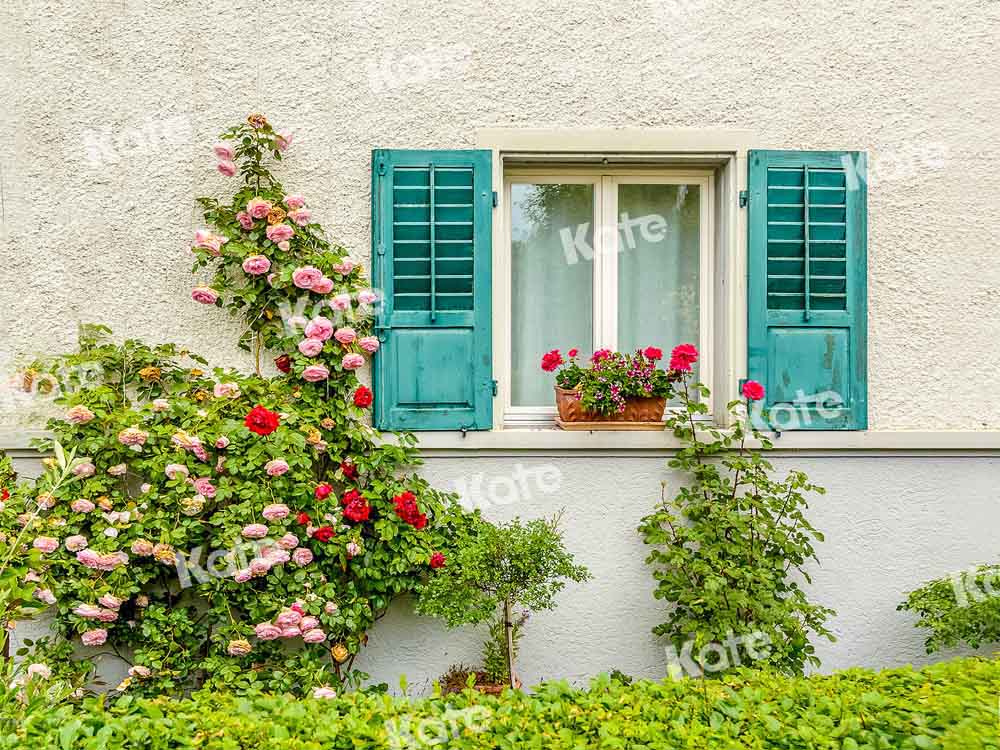 Kate Mur Fenêtre Plantes Fleurs Extérieur Toile de fond conçue par Emetselch - Kate Backdrop FR