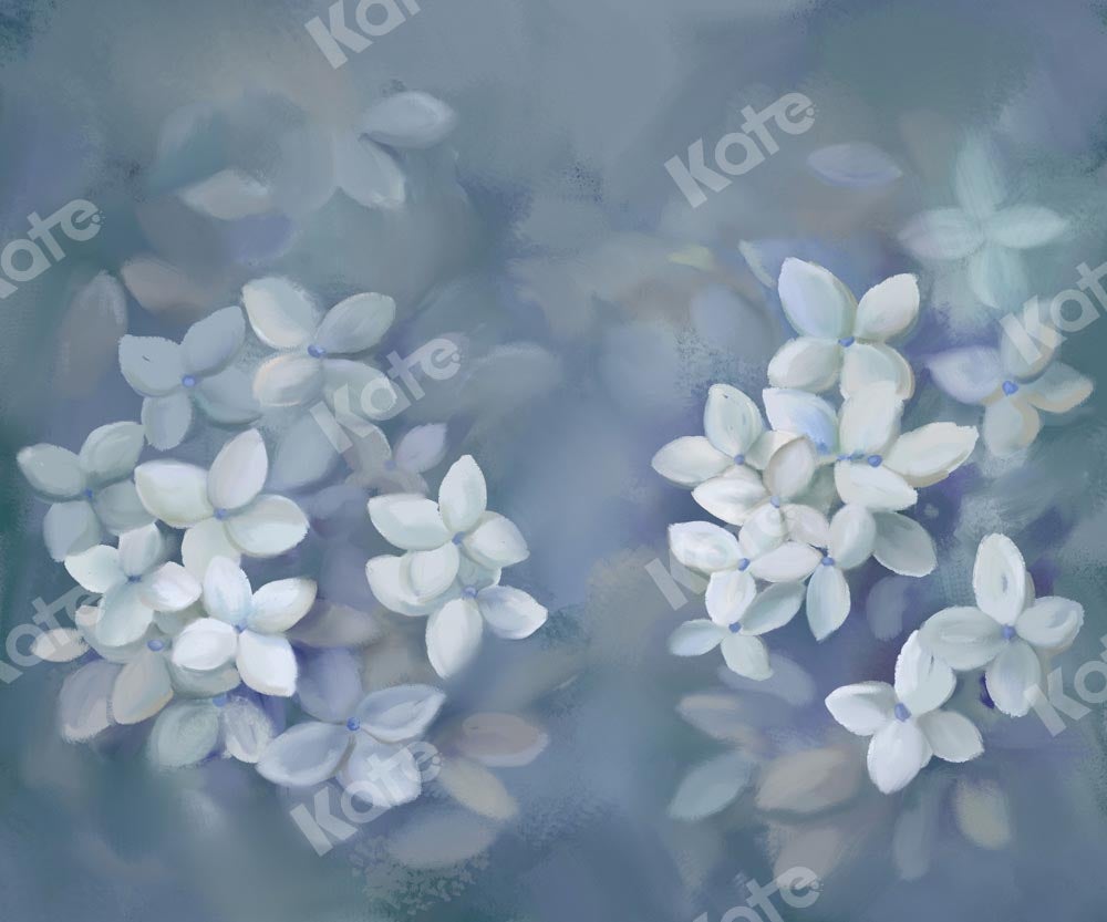 Kate fleurs Art toile de fond bleu peint à la main conçu par GQ - Kate Backdrop FR