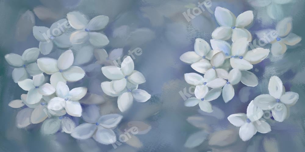 Kate fleurs Art toile de fond bleu peint à la main conçu par GQ - Kate Backdrop FR