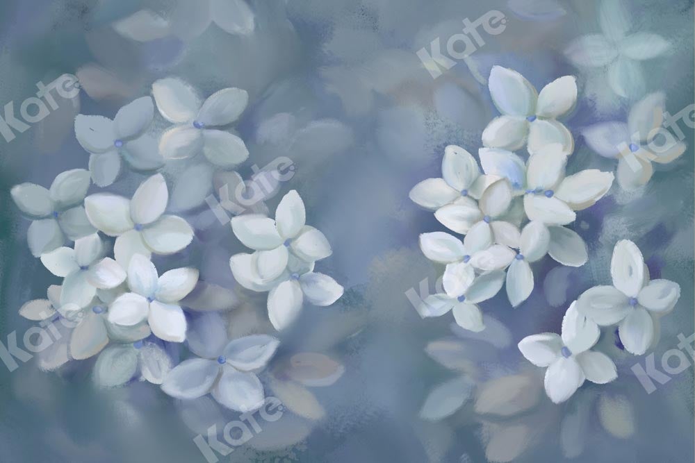 Kate fleurs Art toile de fond bleu peint à la main conçu par GQ - Kate Backdrop FR