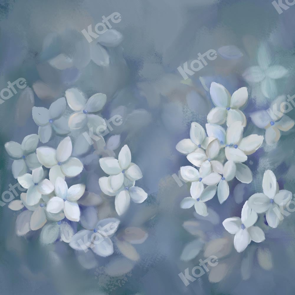 Kate fleurs Art toile de fond bleu peint à la main conçu par GQ - Kate Backdrop FR