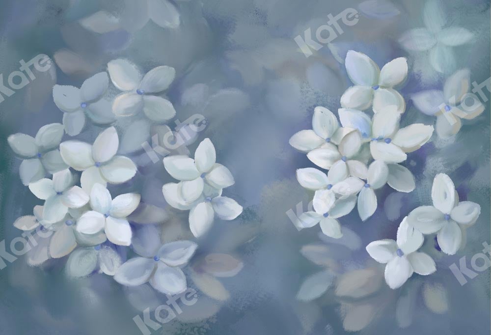 Kate fleurs Art toile de fond bleu peint à la main conçu par GQ - Kate Backdrop FR