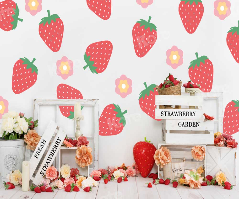 Kate Fraises fraîches Rouge Fleurs Été Toile de fond conçue par Uta Mueller Photographie - Kate Backdrop FR