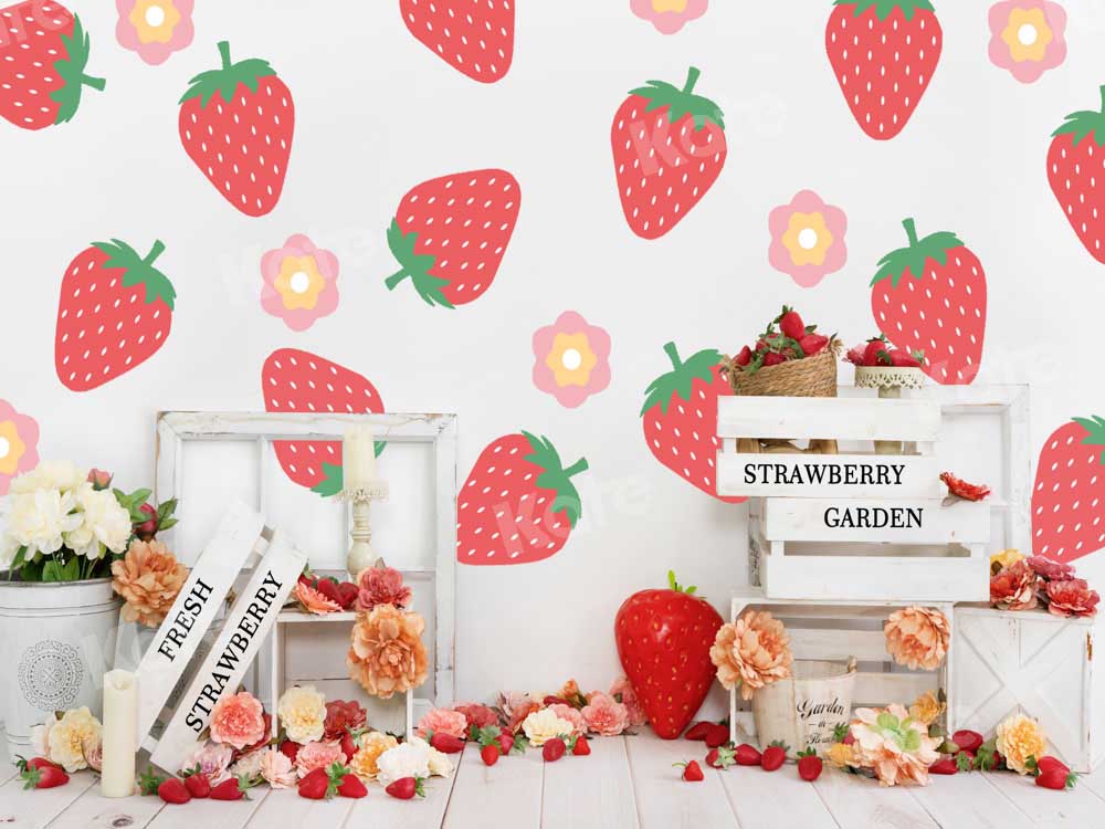 Kate Fraises fraîches Rouge Fleurs Été Toile de fond conçue par Uta Mueller Photographie - Kate Backdrop FR