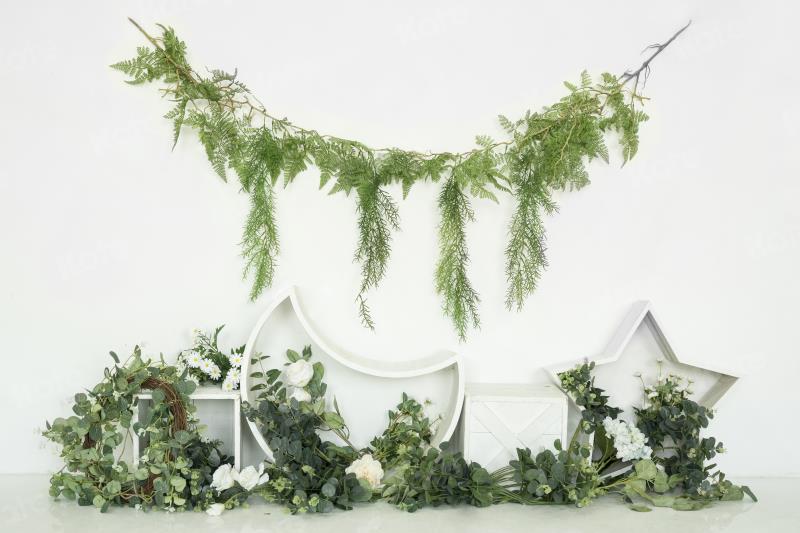 Kate Été Plantes Vert Printemps Blanc Toile de fond pour la photographie - Kate Backdrop FR