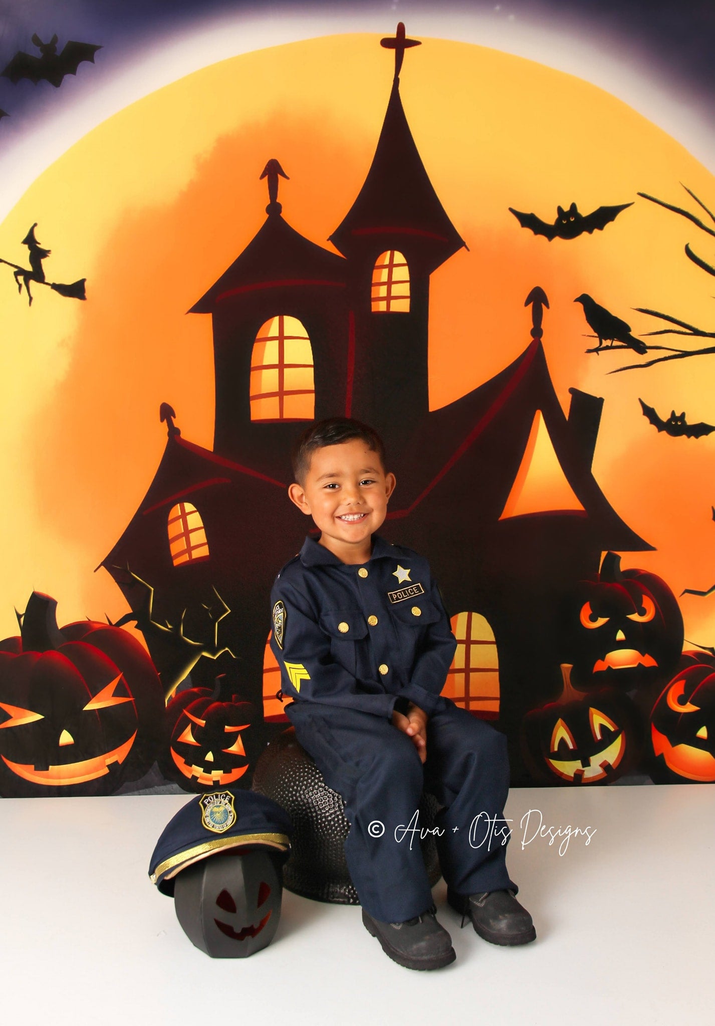 Kate Halloween Citrouilles Sorcière Maison Toile de fond conçue par Chain Photographie - Kate Backdrop FR