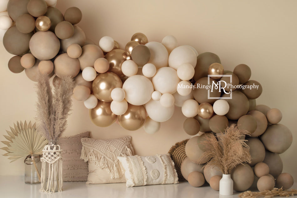 Kate Ballons Boho Macramé Oreillers Toile de fond Conçu par Mandy Ringe - Kate Backdrop FR