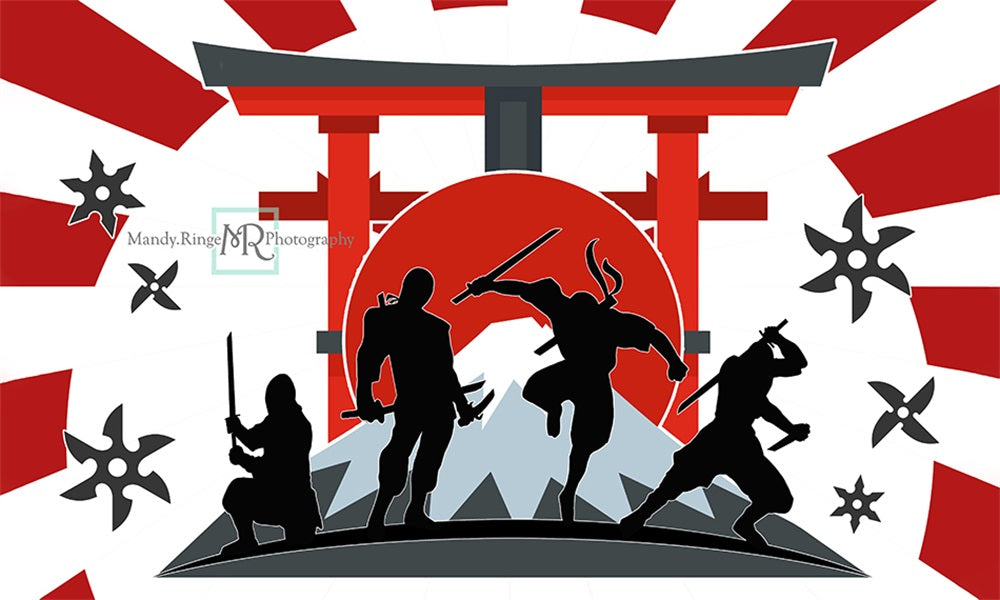 Kate Fête Anniversaire Karaté Ninja Toile de fond conçue par Mandy Ringe - Kate Backdrop FR