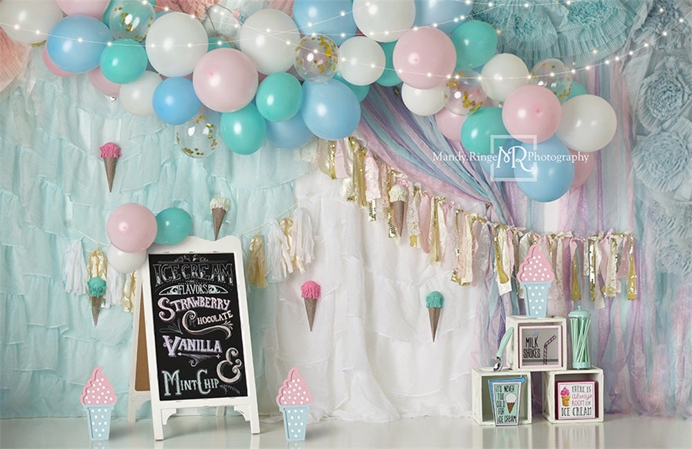Kate Fête Crème glacée Pastel Enfant Toile de fond conçue par Mandy Ringe - Kate Backdrop FR