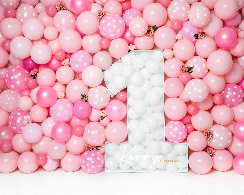 Kate Rose Ballons Mur 1er Anniversaire Toile de fond Conçu par Kerry Anderson - Kate Backdrop FR