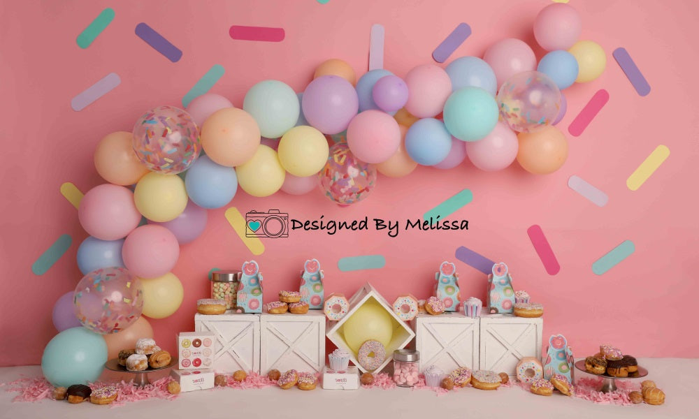 Kate Cake smash Fête des beignets Rose Toile de fond conçu par Melissa King - Kate Backdrop FR