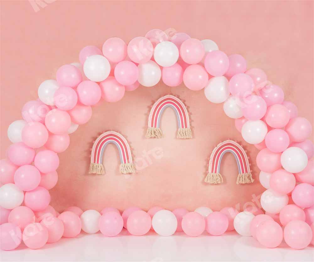 Kate Ballon Arc-en-ciel Rose Enfant Anniversaire Toile de fond conçue par Emetselch - Kate Backdrop FR