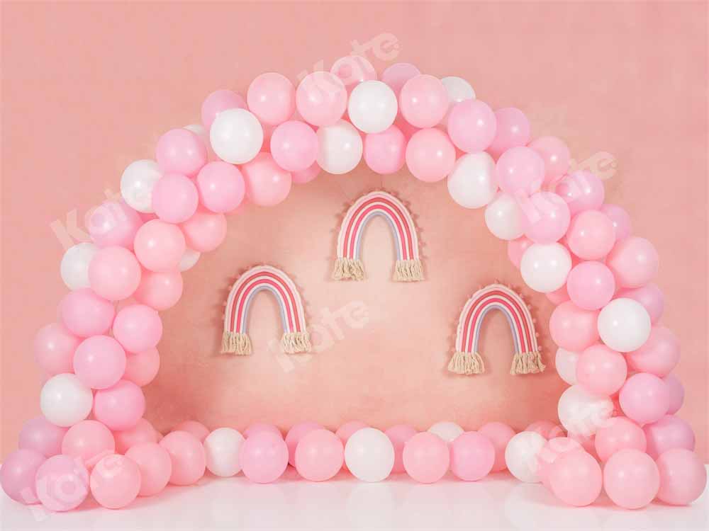 Kate Ballon Arc-en-ciel Rose Enfant Anniversaire Toile de fond conçue par Emetselch - Kate Backdrop FR