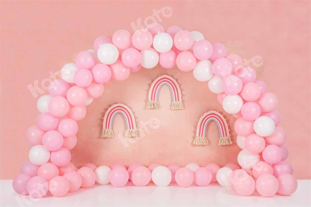 Kate Ballon Arc-en-ciel Rose Enfant Anniversaire Toile de fond conçue par Emetselch - Kate Backdrop FR