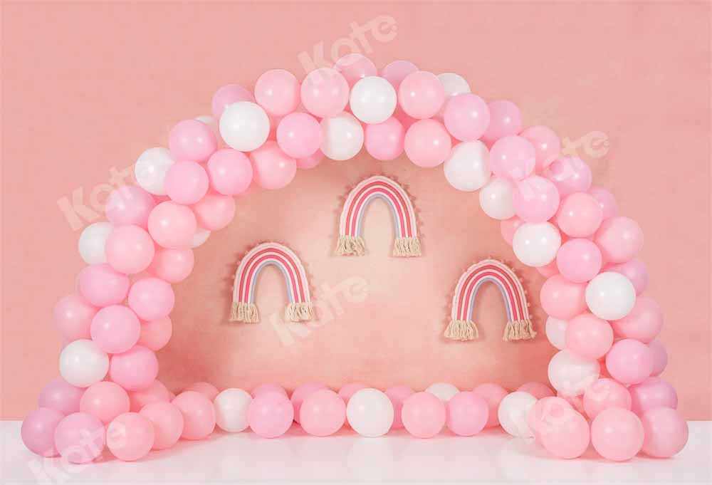 Kate Ballon Arc-en-ciel Rose Enfant Anniversaire Toile de fond conçue par Emetselch - Kate Backdrop FR
