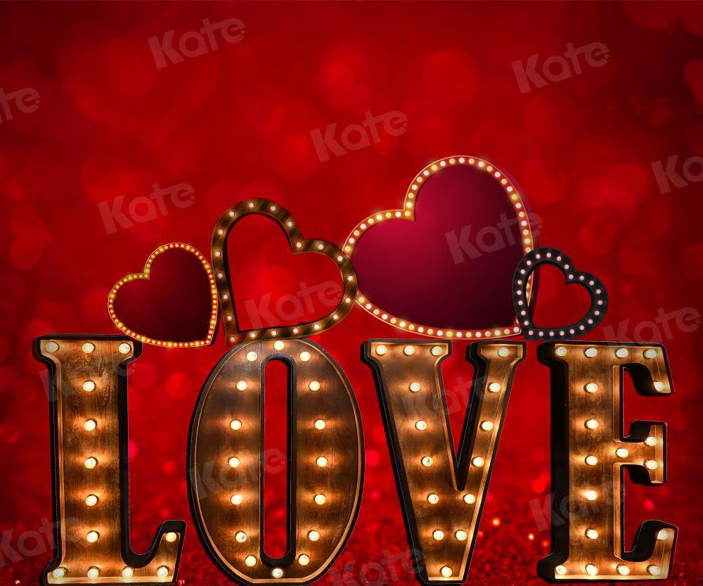 Kate Amour Saint-Valentin Rouge LOVE Toile de fond pour la photographie - Kate Backdrop FR