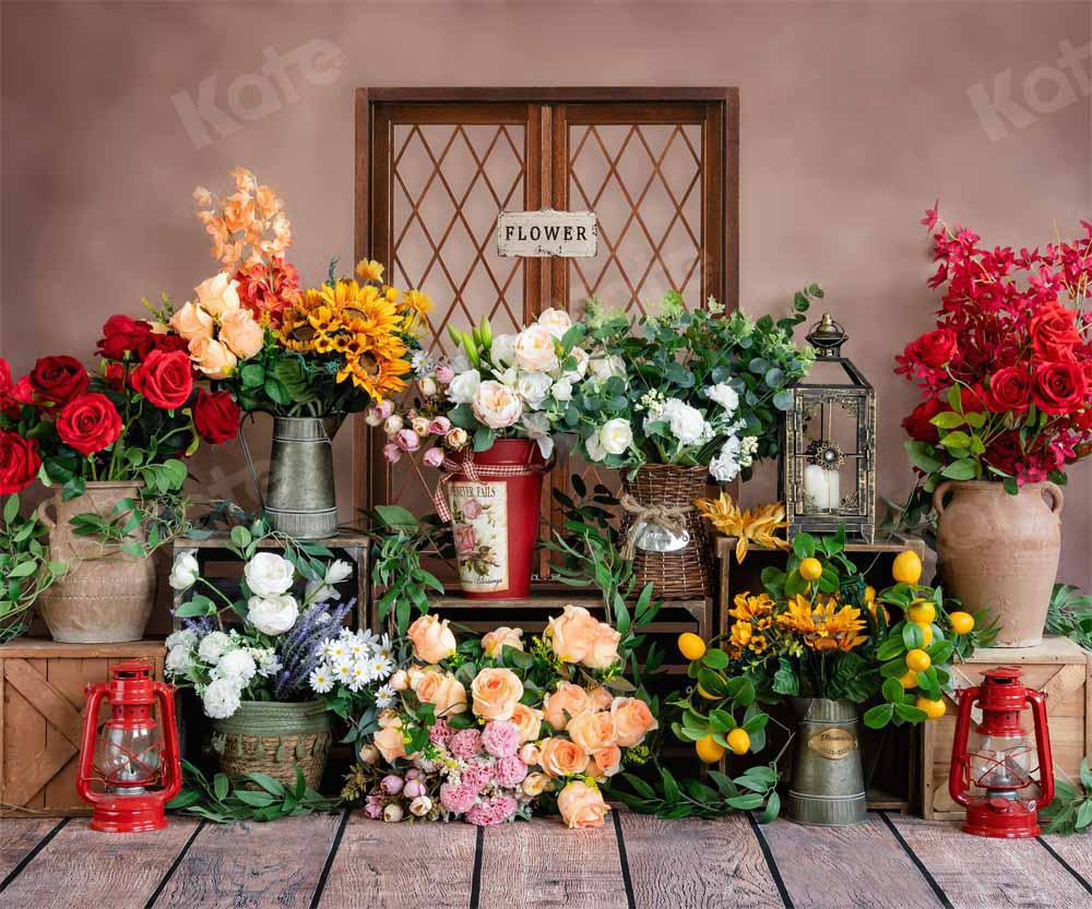 Kate Magasin de fleurs Coloré Rétro printemps Toile de fond conçue par Emetselch - Kate Backdrop FR