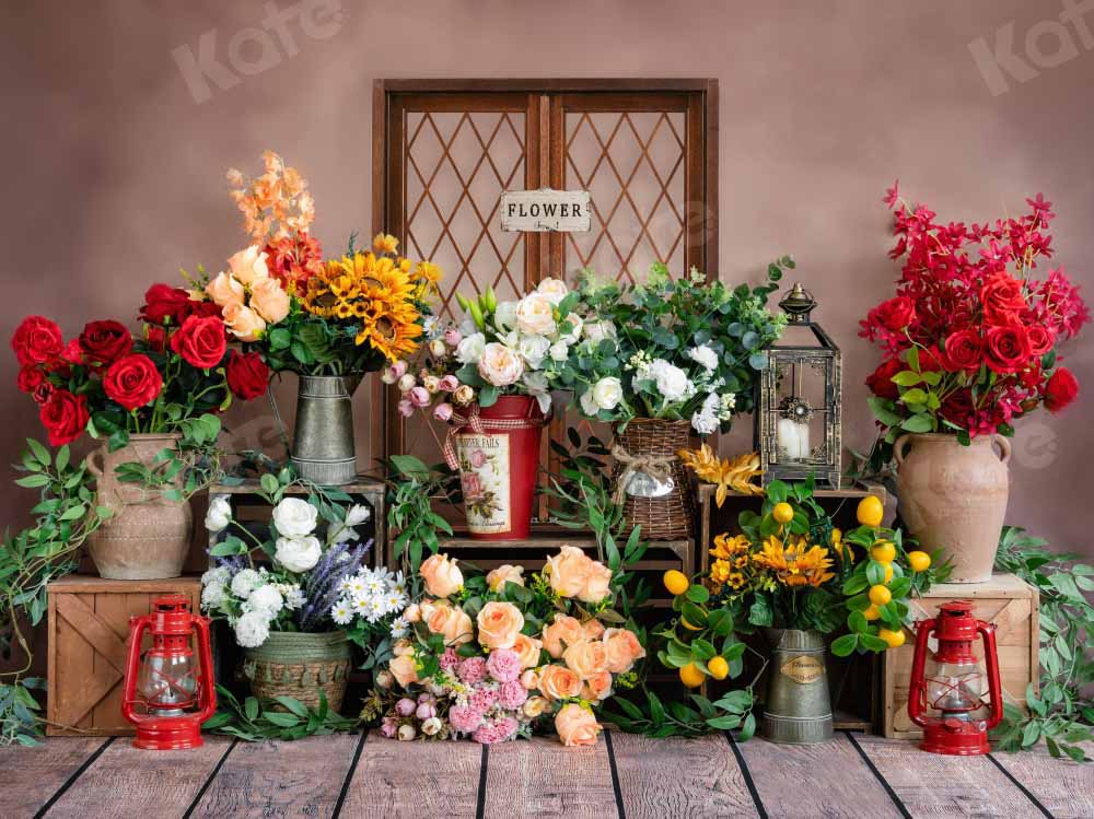 Kate Magasin de fleurs Coloré Rétro printemps Toile de fond conçue par Emetselch - Kate Backdrop FR