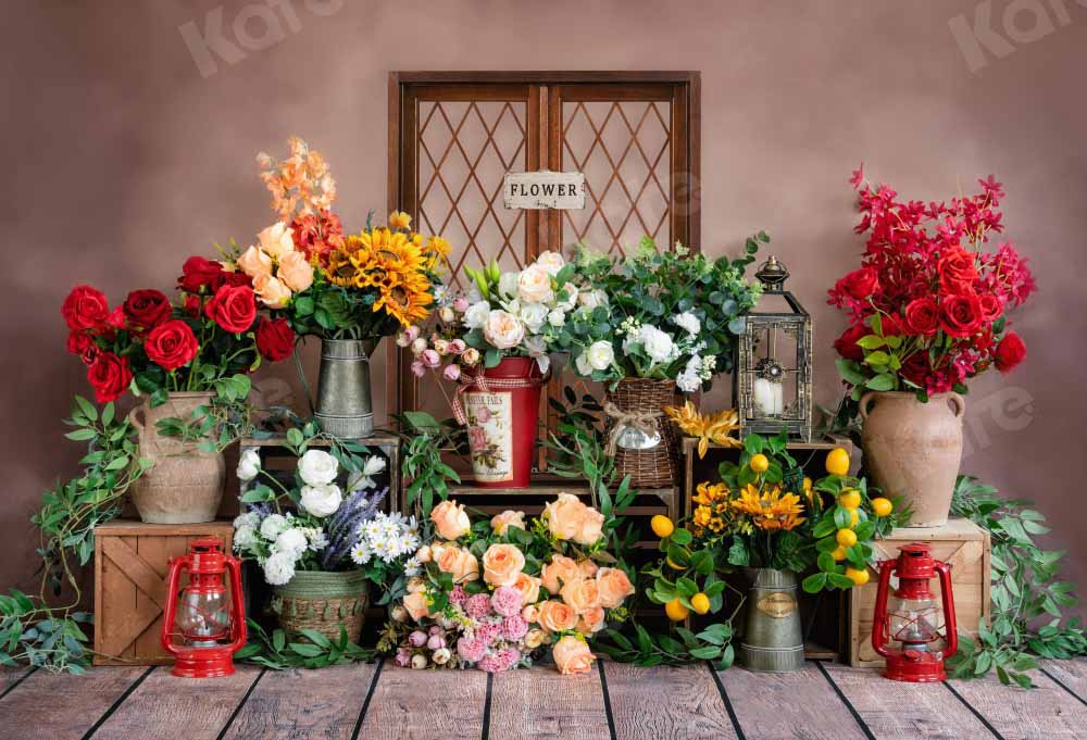 Kate Magasin de fleurs Coloré Rétro printemps Toile de fond conçue par Emetselch - Kate Backdrop FR