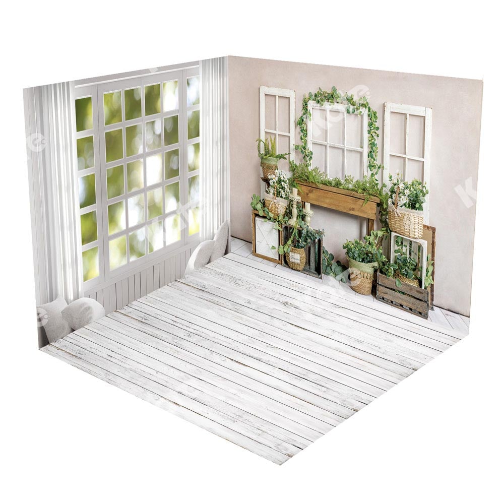 Kate Paysage Extérieur Fenêtre Plantes vertes Ensemble de chambre (8pix8pi&10pix8pi&8pix10pi) - Kate Backdrop FR
