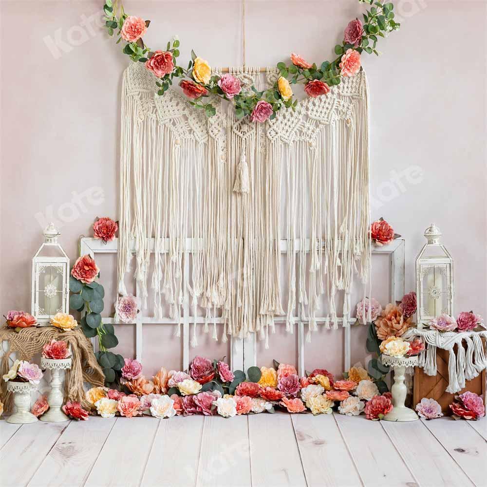 Kate Bohème Printemps Fleurs Rose Famille Toile de fond conçue par Emetselch - Kate Backdrop FR
