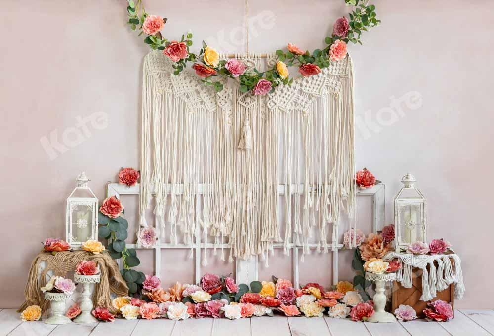 Kate Bohème Printemps Fleurs Rose Famille Toile de fond conçue par Emetselch - Kate Backdrop FR