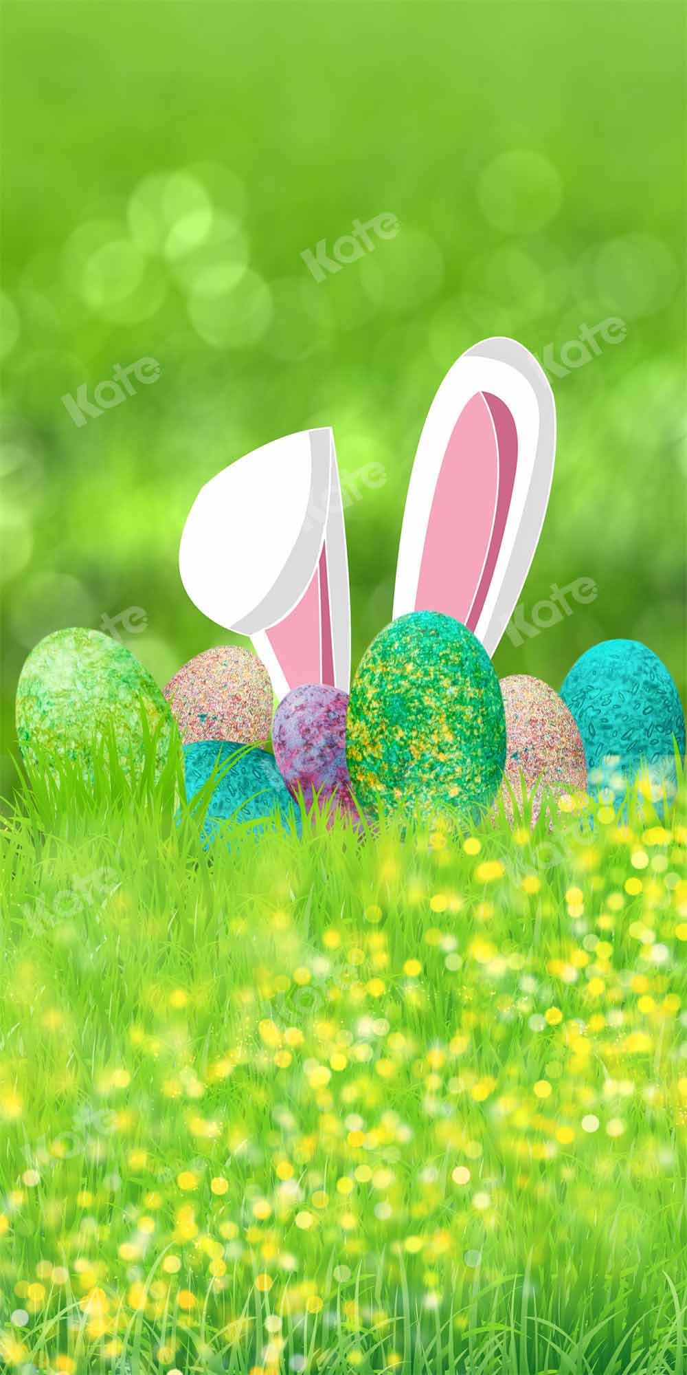 Kate Sweep Mur-à-Sol Printemps Pâques Oeufs Lapin Bokeh Toile de fond conçue par Chain Photography - Kate Backdrop FR