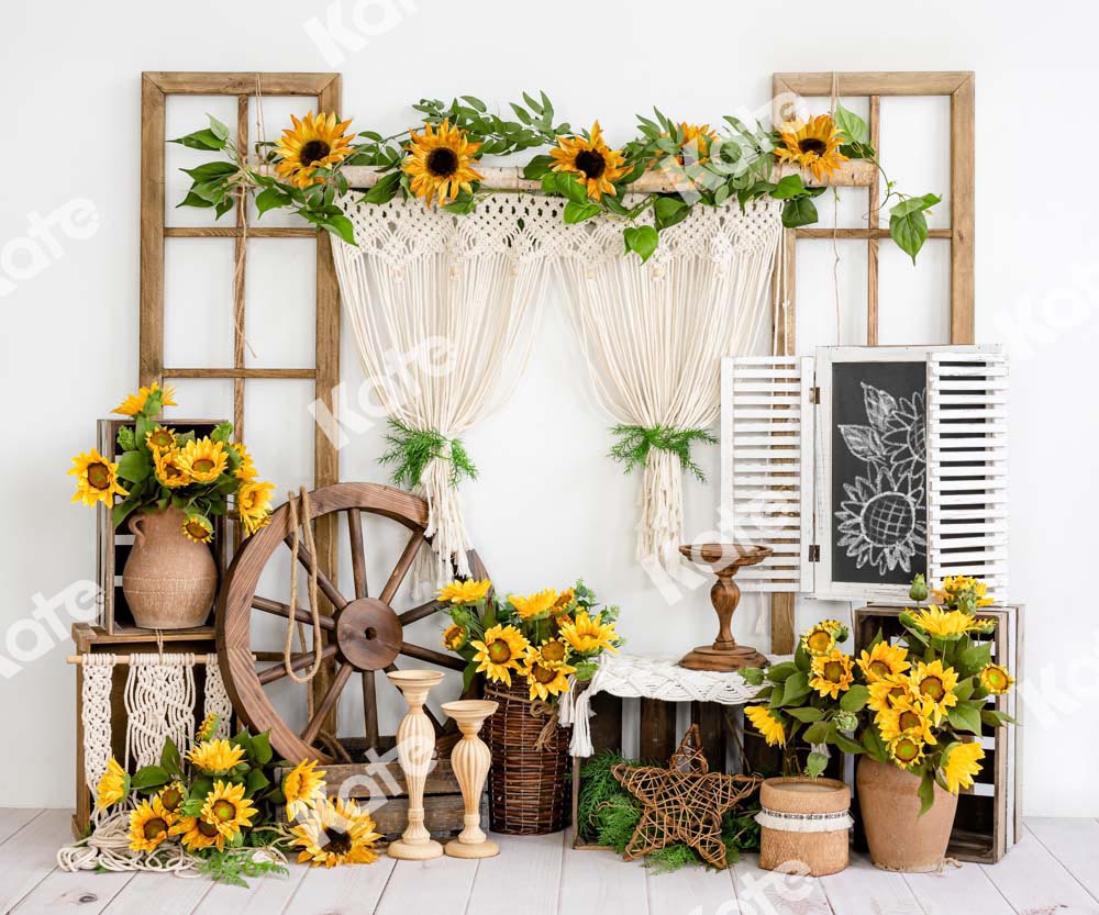 Kate Tournesol Été Ferme Printemps Boho Toile de fond Conçu par Emetselch - Kate Backdrop FR