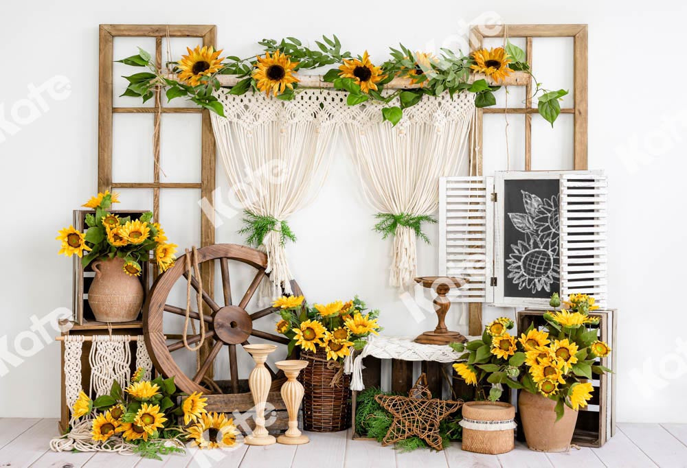 Kate Tournesol Été Ferme Printemps Boho Toile de fond Conçu par Emetselch - Kate Backdrop FR