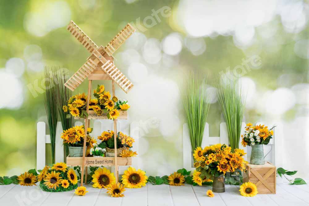 Kate Fleurs Extérieur Tournesol Printemps Été Toile de fond conçue par Emetselch - Kate Backdrop FR