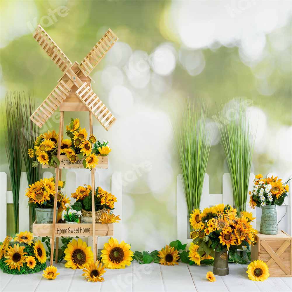 Kate Fleurs Extérieur Tournesol Printemps Été Toile de fond conçue par Emetselch - Kate Backdrop FR