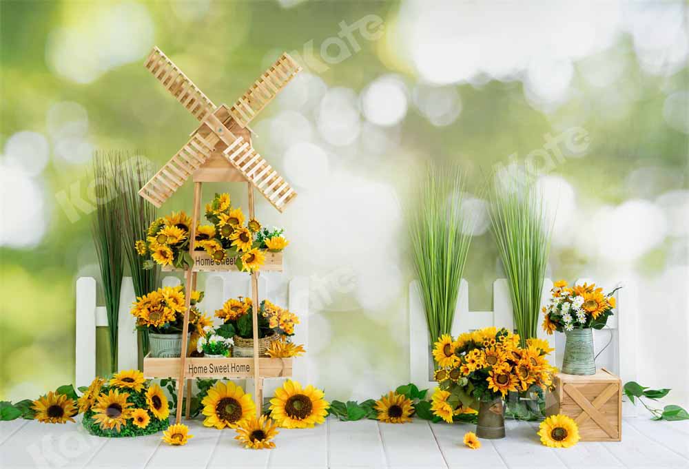 Kate Fleurs Extérieur Tournesol Printemps Été Toile de fond conçue par Emetselch - Kate Backdrop FR