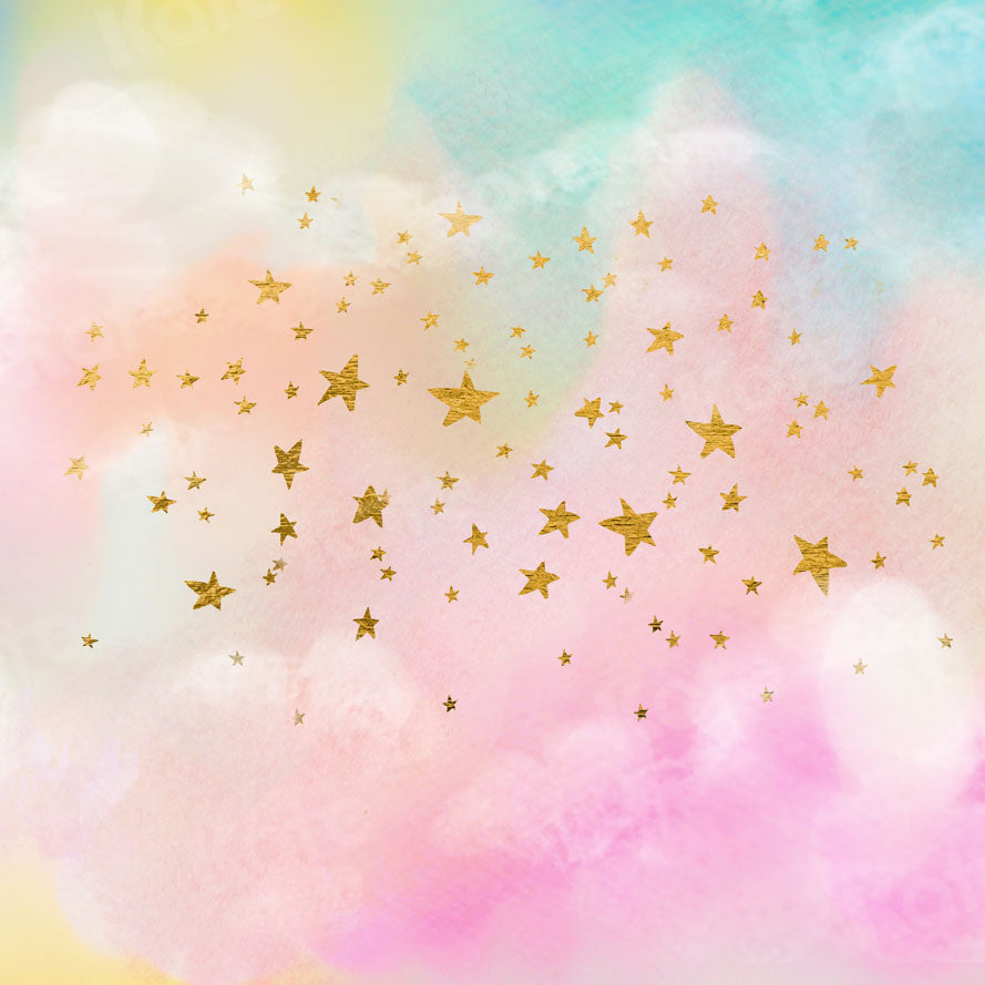 Kate Nuages Colorés Étoiles Enfant Toile de fond pour la photographie - Kate Backdrop FR