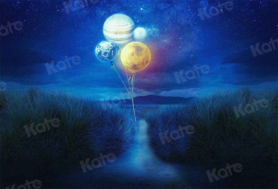 Kate Planète Ballons Nuit étoilée Bleu Toile de fond pour la photographie - Kate Backdrop FR