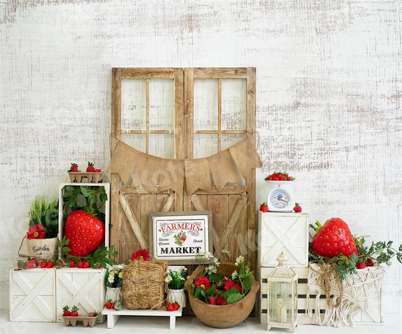 Kate Fraise Été Porte en bois Toile de fond pour la photographie - Kate Backdrop FR