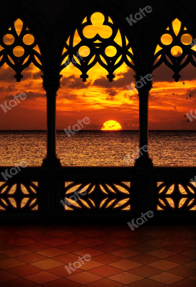 Kate Balcon Coucher du soleil Jaune Mer Toile de fond conçue par Chain Photographie - Kate Backdrop FR