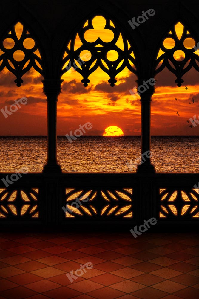 Kate Balcon Coucher du soleil Jaune Mer Toile de fond conçue par Chain Photographie - Kate Backdrop FR