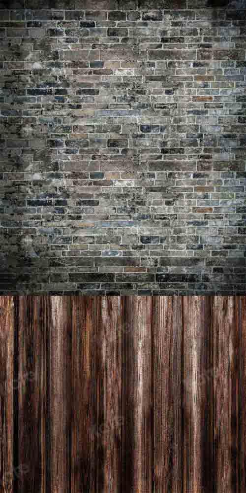 Kate balayage mur de briques toile de fond planche de bois couture conçue par Chain Photographie - Kate Backdrop FR