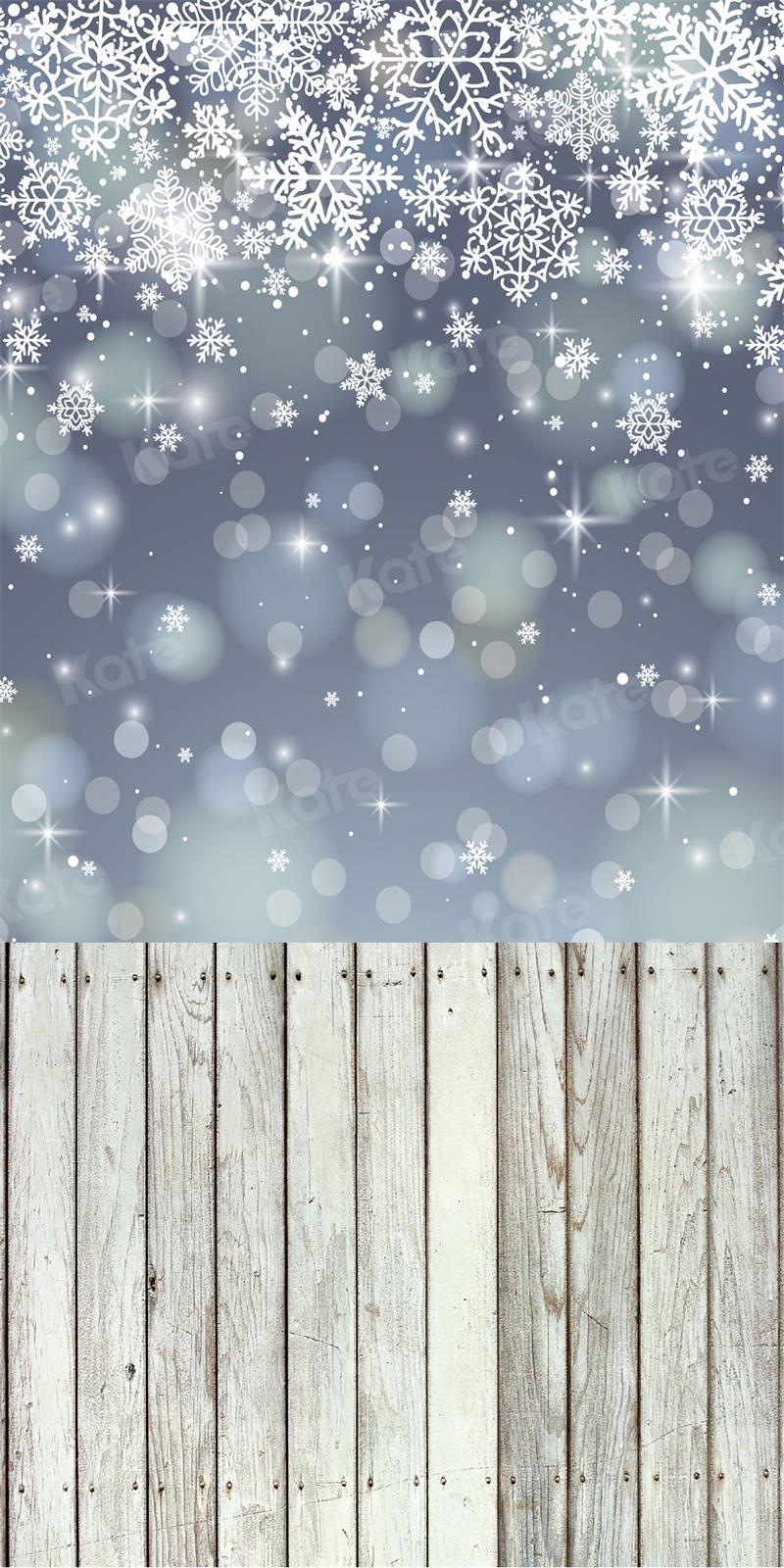 Kate Sweep Mur-à-Sol la toile de fond de bokeh de flocon de neige Planche de bois pour la photographie - Kate Backdrop FR