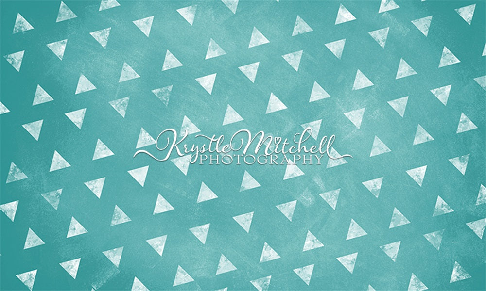 Kate Triangles Bleu sarcelle Toile de fond conçue par Krystle Mitchell Photographie - Kate Backdrop FR
