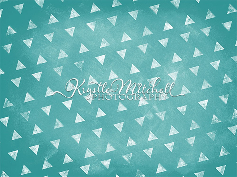 Kate Triangles Bleu sarcelle Toile de fond conçue par Krystle Mitchell Photographie - Kate Backdrop FR